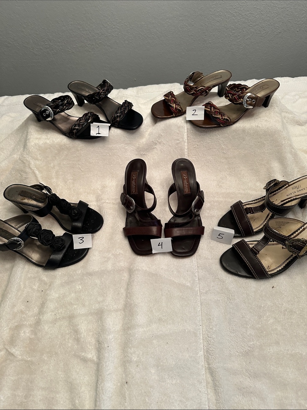 5 pair short heels with buckles